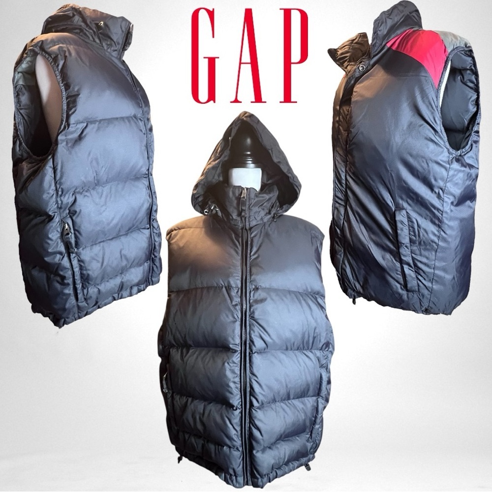 GAP Men’s Reversible Down Puffer Vest - Classic Y2K Cold Weather Essential Sz L